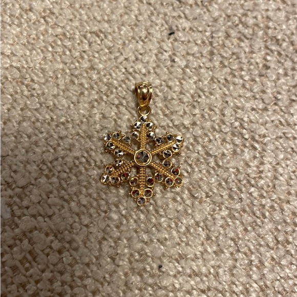 14K Diamond Cut Yellow/White Gold Snowflake Charm ❄️